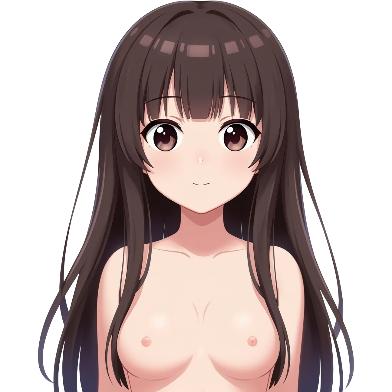Anime girl long hair nude dark genital area emoji