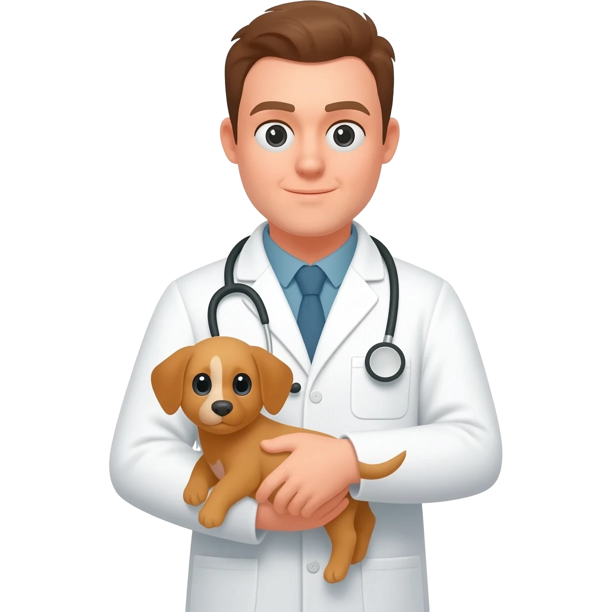 man veterinary holding a puppy emoji