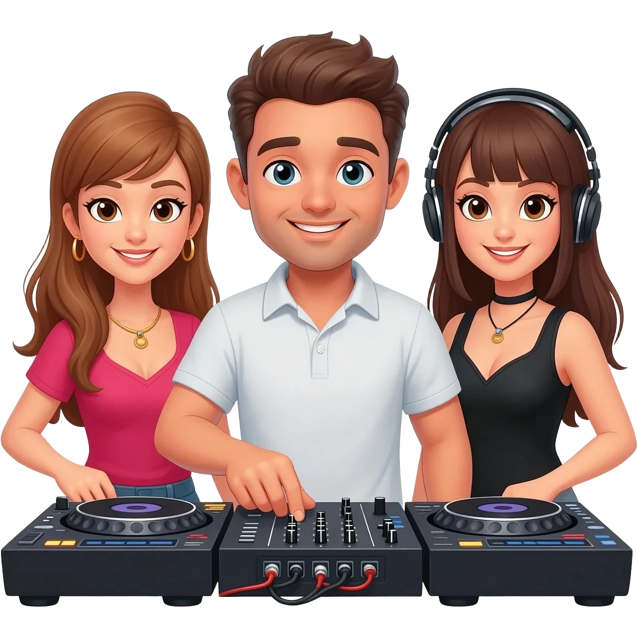 Trio dj with one guy and two girls emoji
