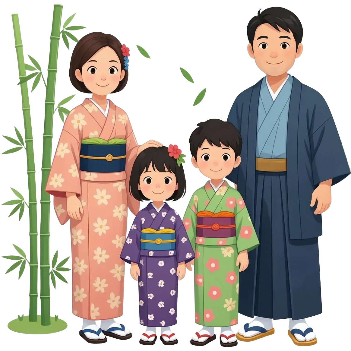 traditional japan family mother and father with children emoji