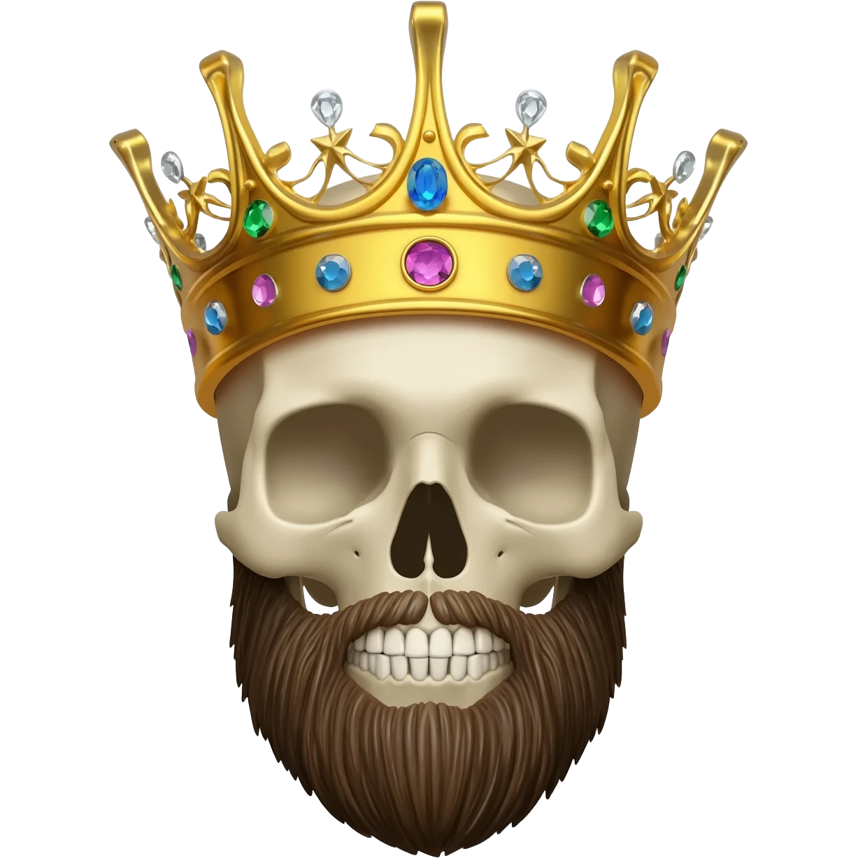 crea una calavera con una corona y barba emoji
