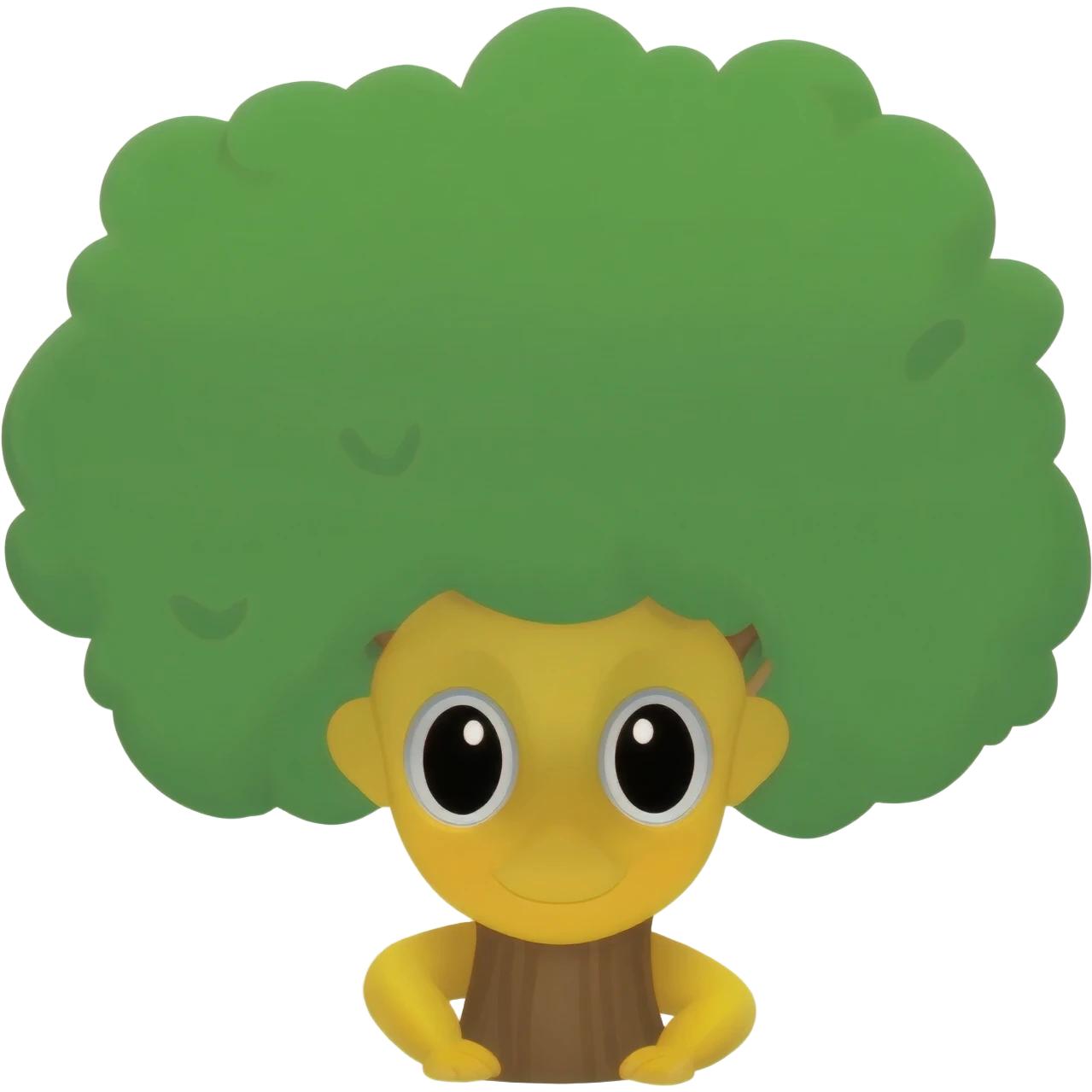 Yellow emoji face with Innocent eyes stand behind a big tree hiding with only eyes and top of forehead peeking out from behind tree emoji