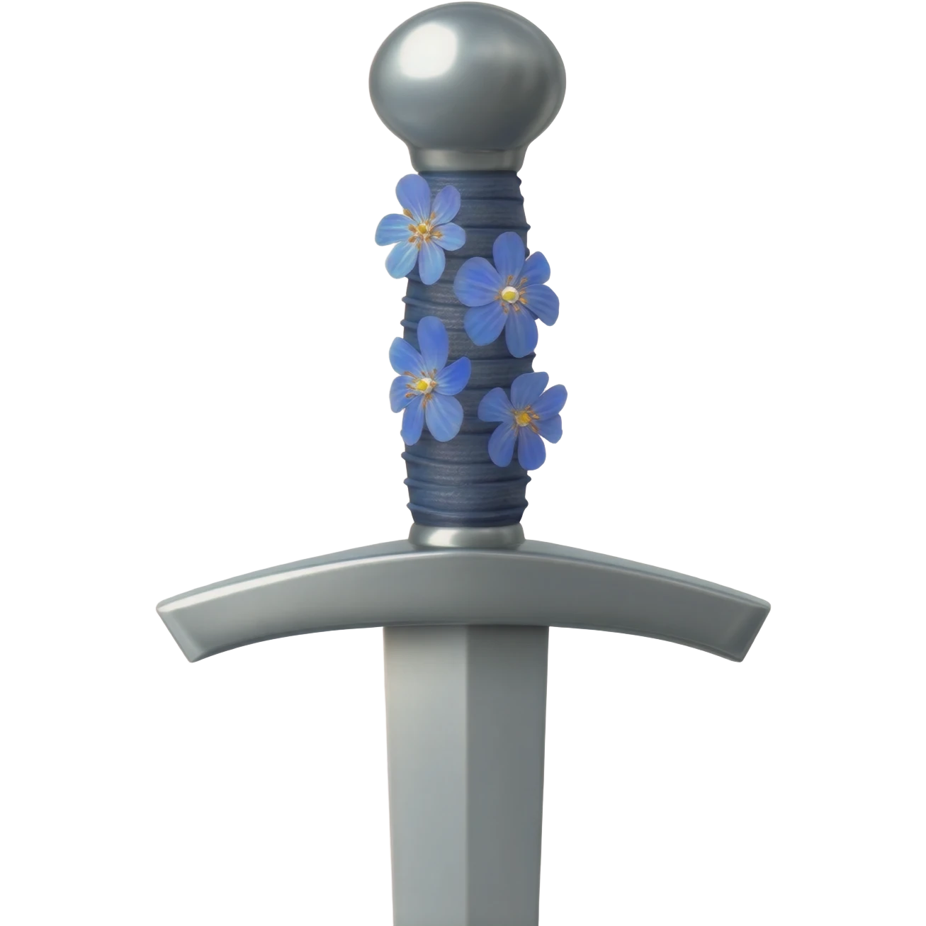 sword with blue wildflowers on hilt emoji