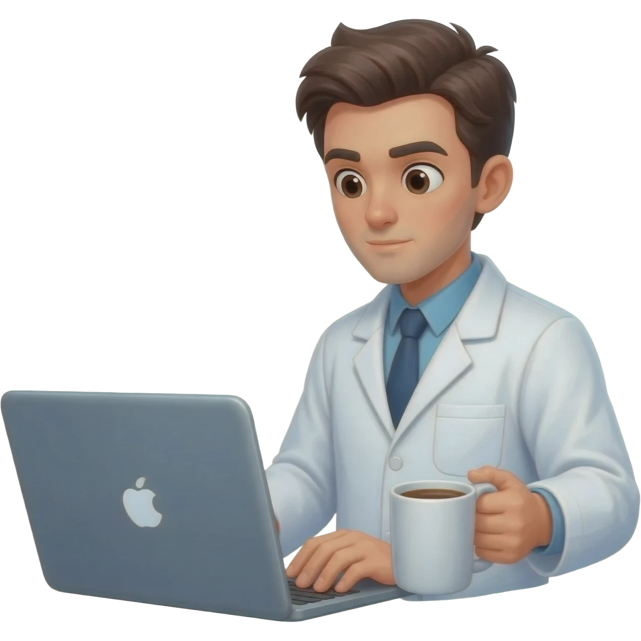 Génère moi un informaticien avec un soleil en train en train d'apprendre emoji