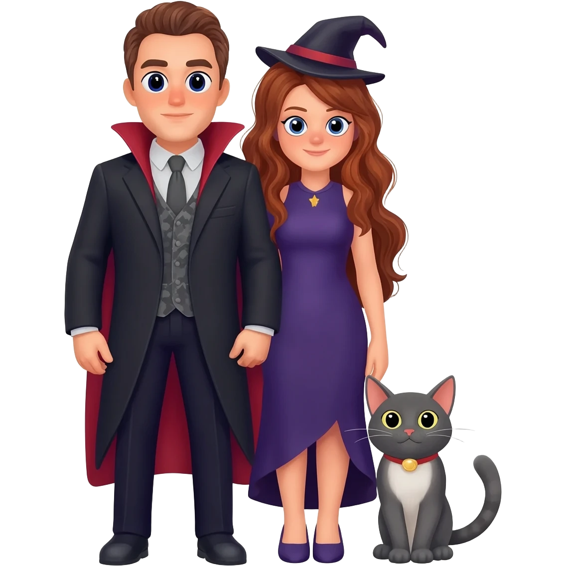 magician couple and their pet cat emoji