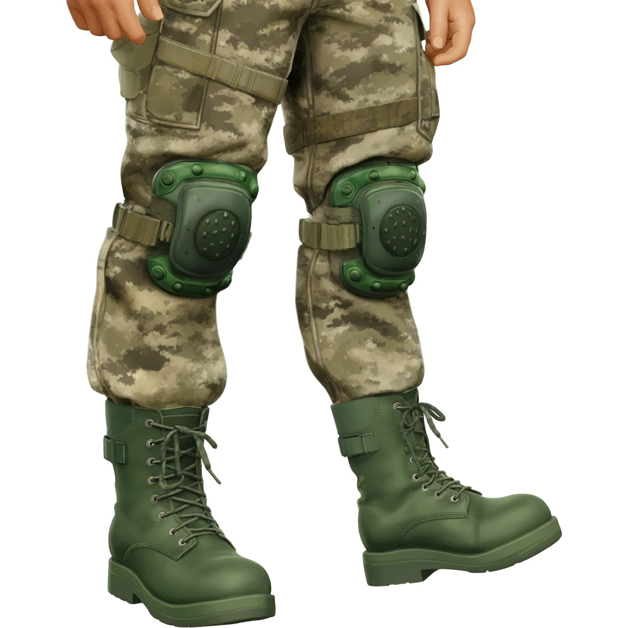 Filipino soldier bdu camo with green combat boots no plate carrier and belt knee pads emoji