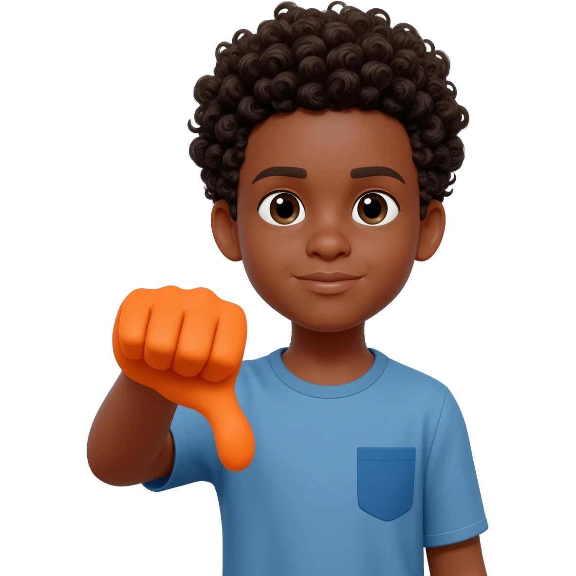 black boy curly hair orange thumbs down emoji