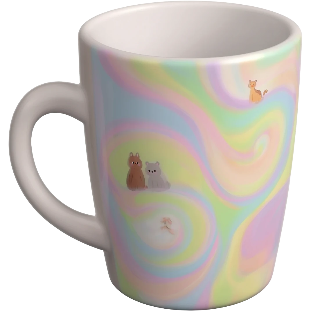 Hyperrealistic 3d rendering whimsical coffee mug emoji