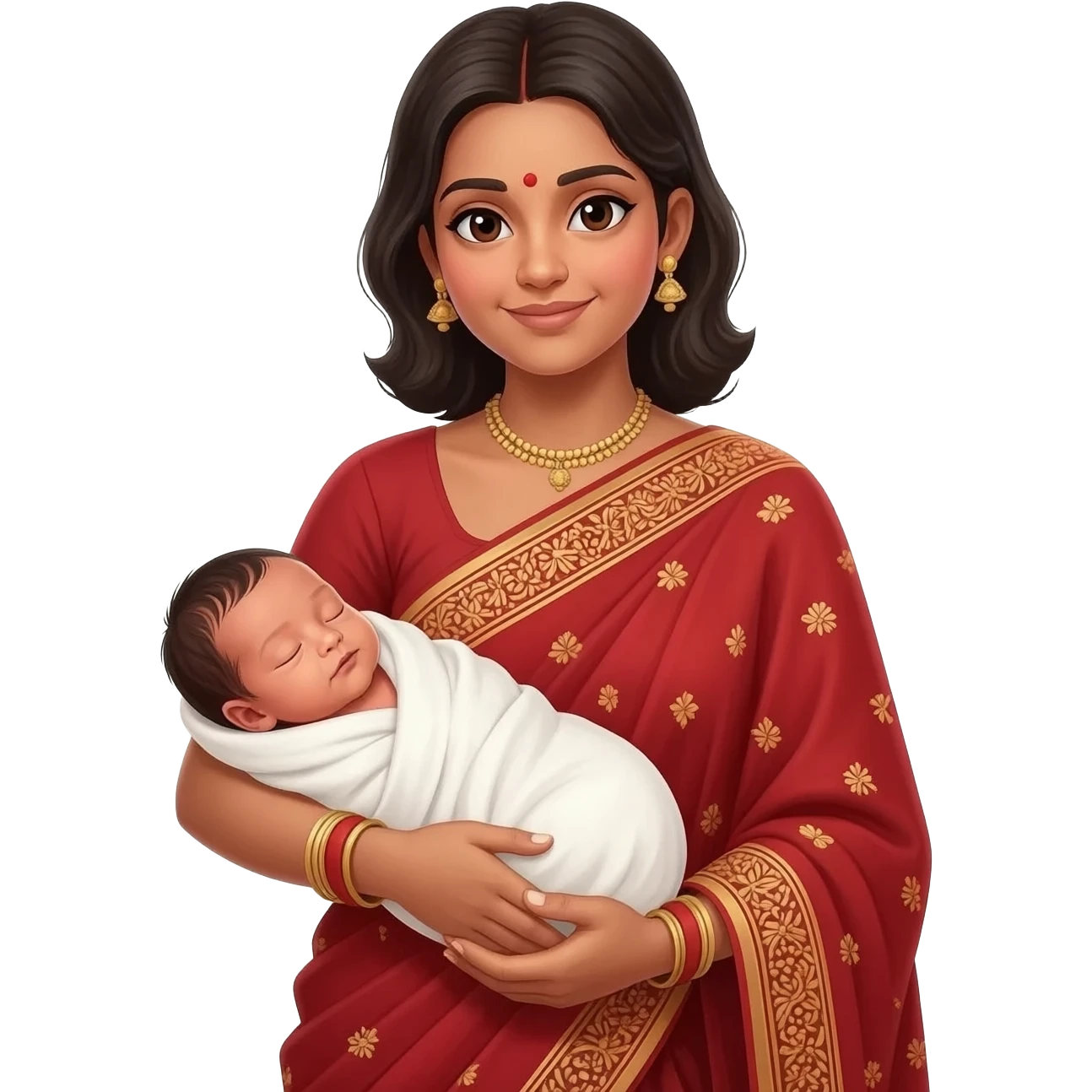 une indienne en sari avec un nourrisson emoji