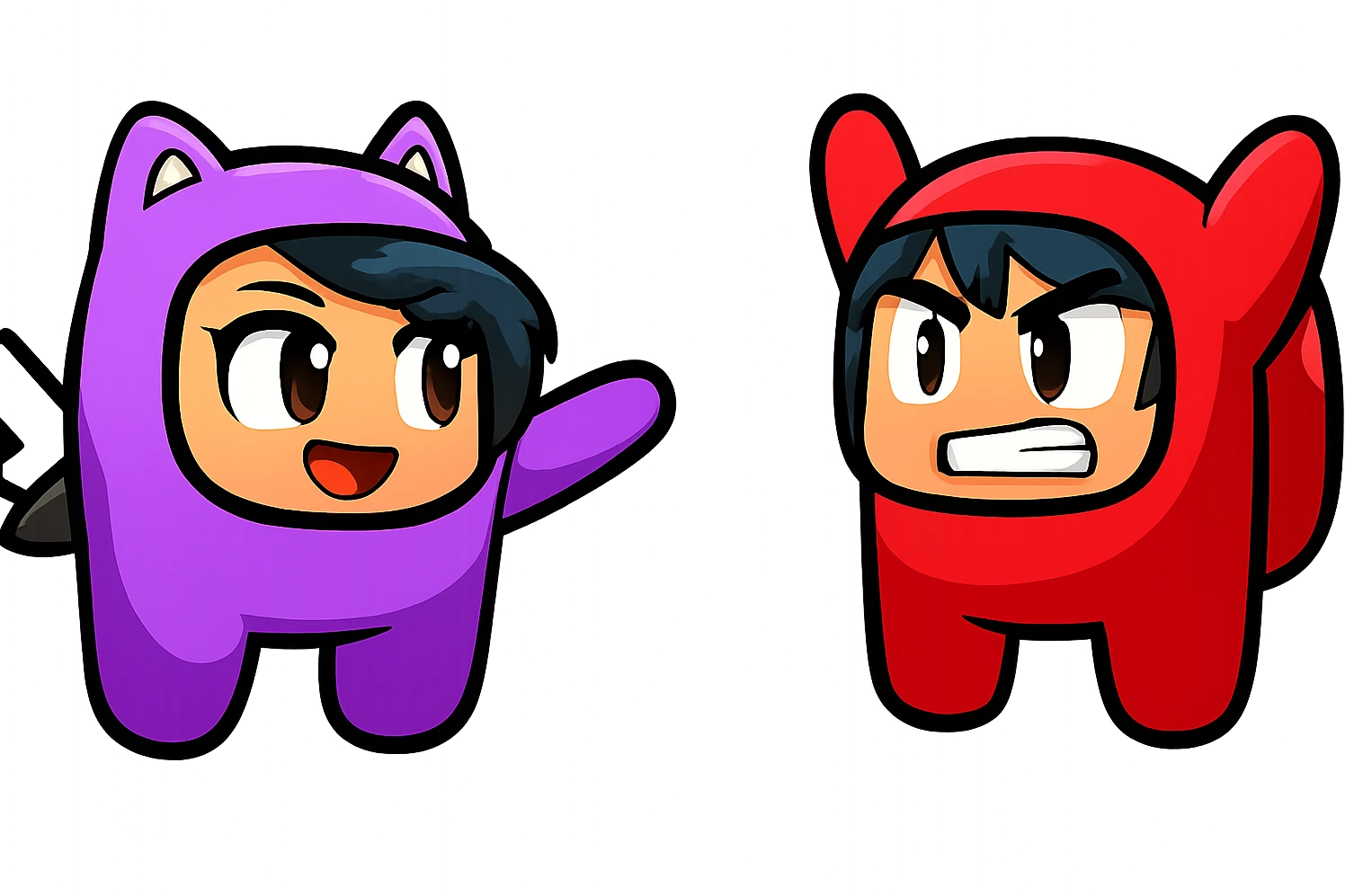 Extract the character from the background, including the clothes and accessories they are wearing, and place on a transparent background. Keep the original style and appearance exactly the same. and extract the characters emoji