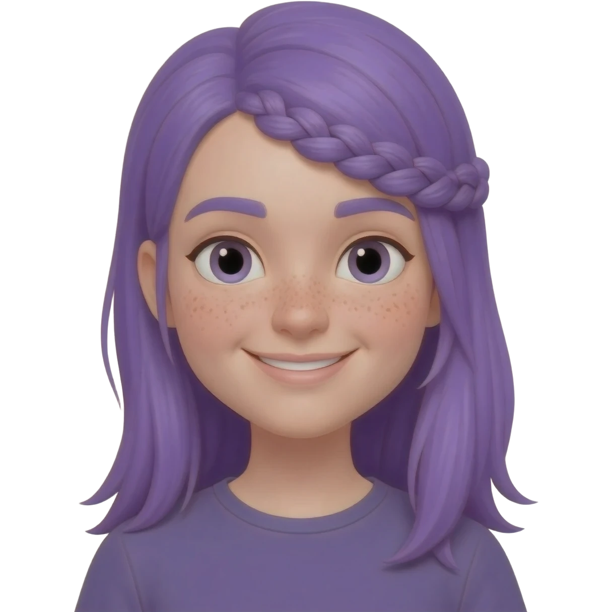 capelli viola molto lunghi raccolti in una treccia che parte dalla fronte emoji