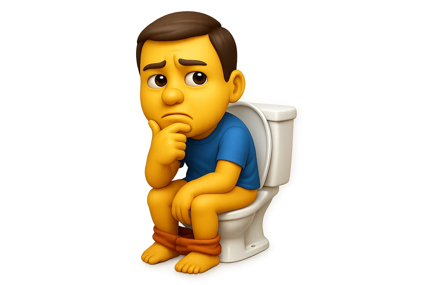 emoji stile iphone che riguarda l'argomento "stipsi/andrò al bagno oggi?", iperrealistico 4k emoji