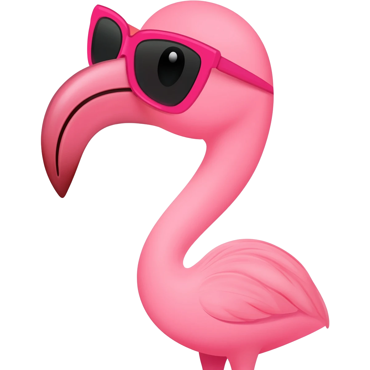 A pink flamingo wearing pink sunglasses emoji