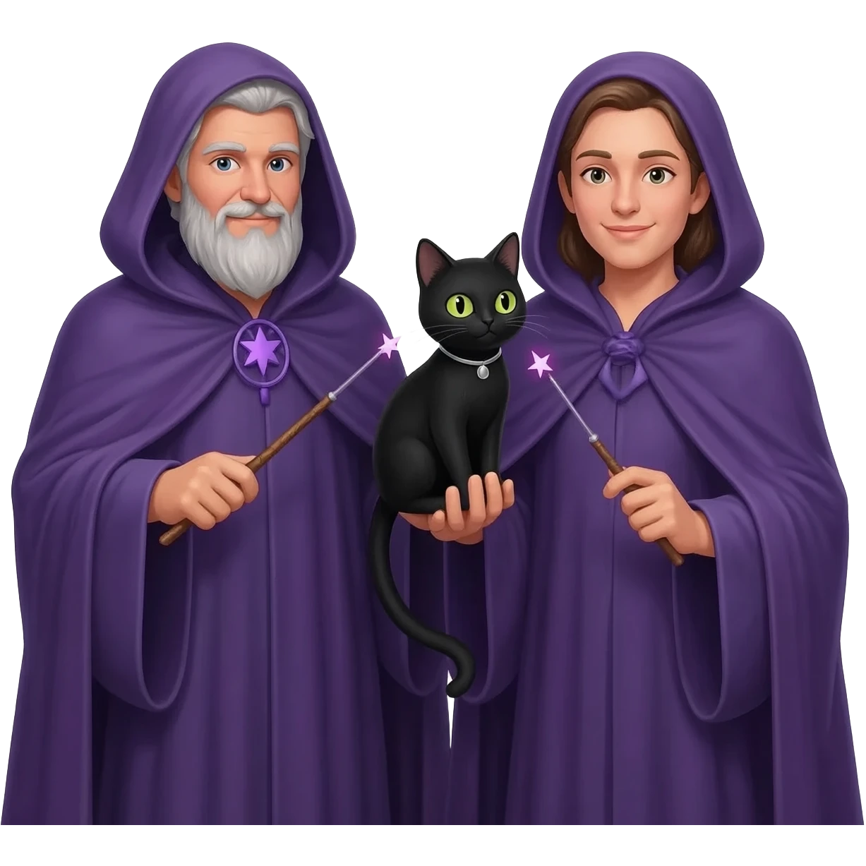magician couple and their pet cat emoji