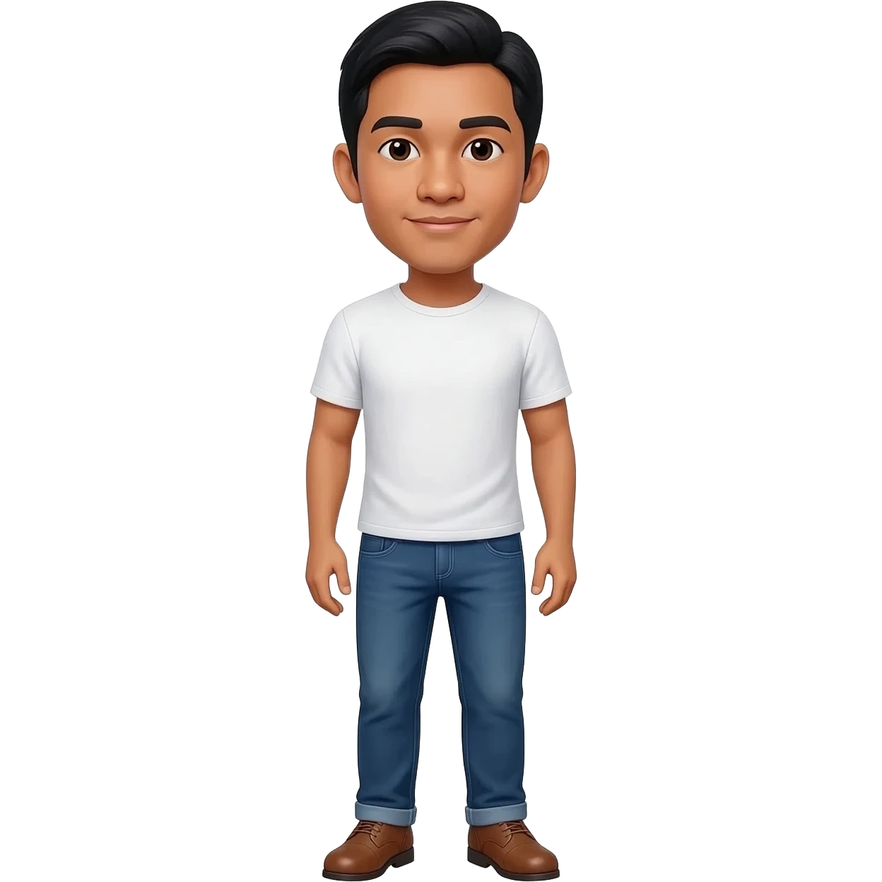 Filipino man white tshirt and denim blue pants and brown shoes  emoji