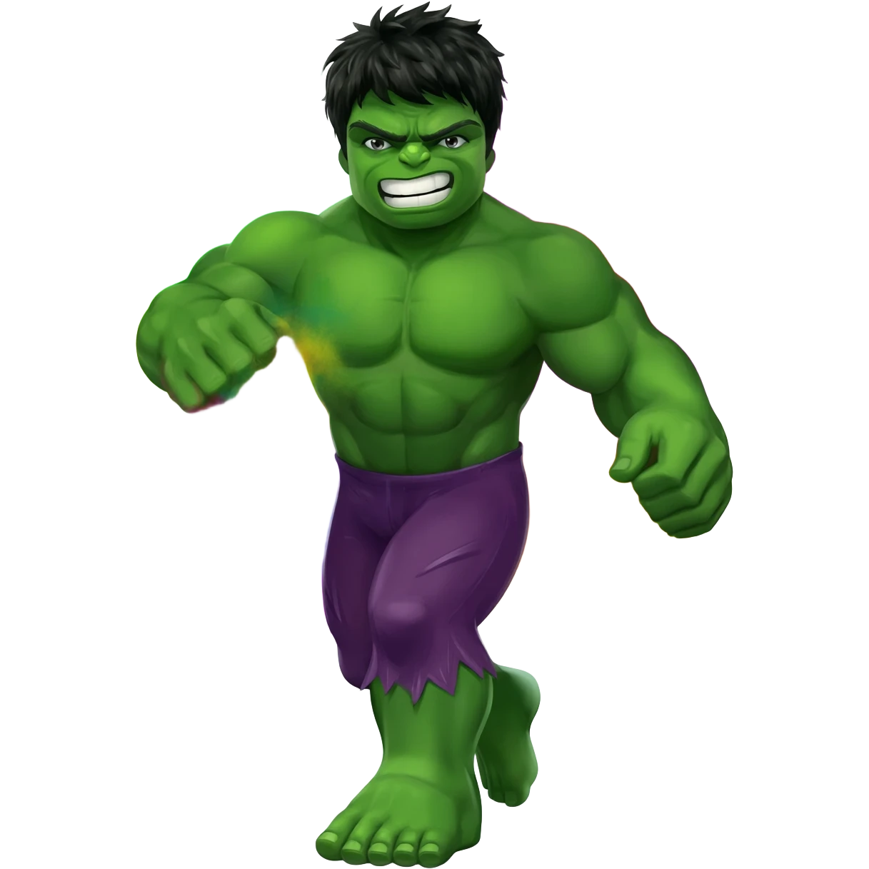 Hulk is playing with Holi colours emoji
