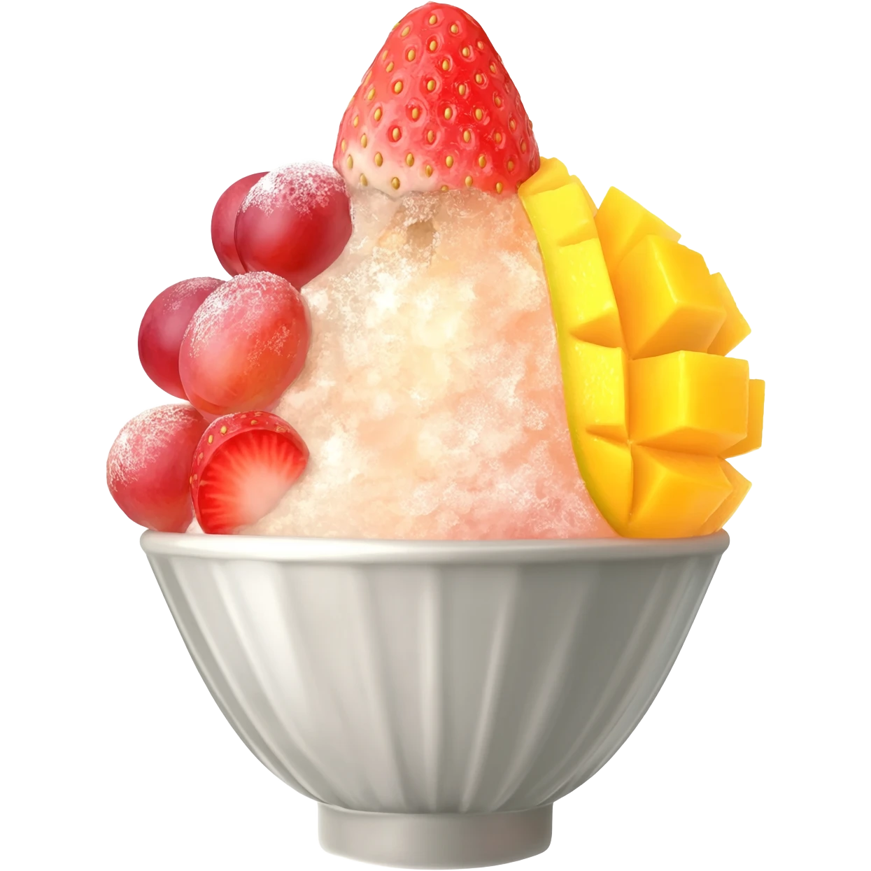 bingsu with strawberries, grapes and mango emoji