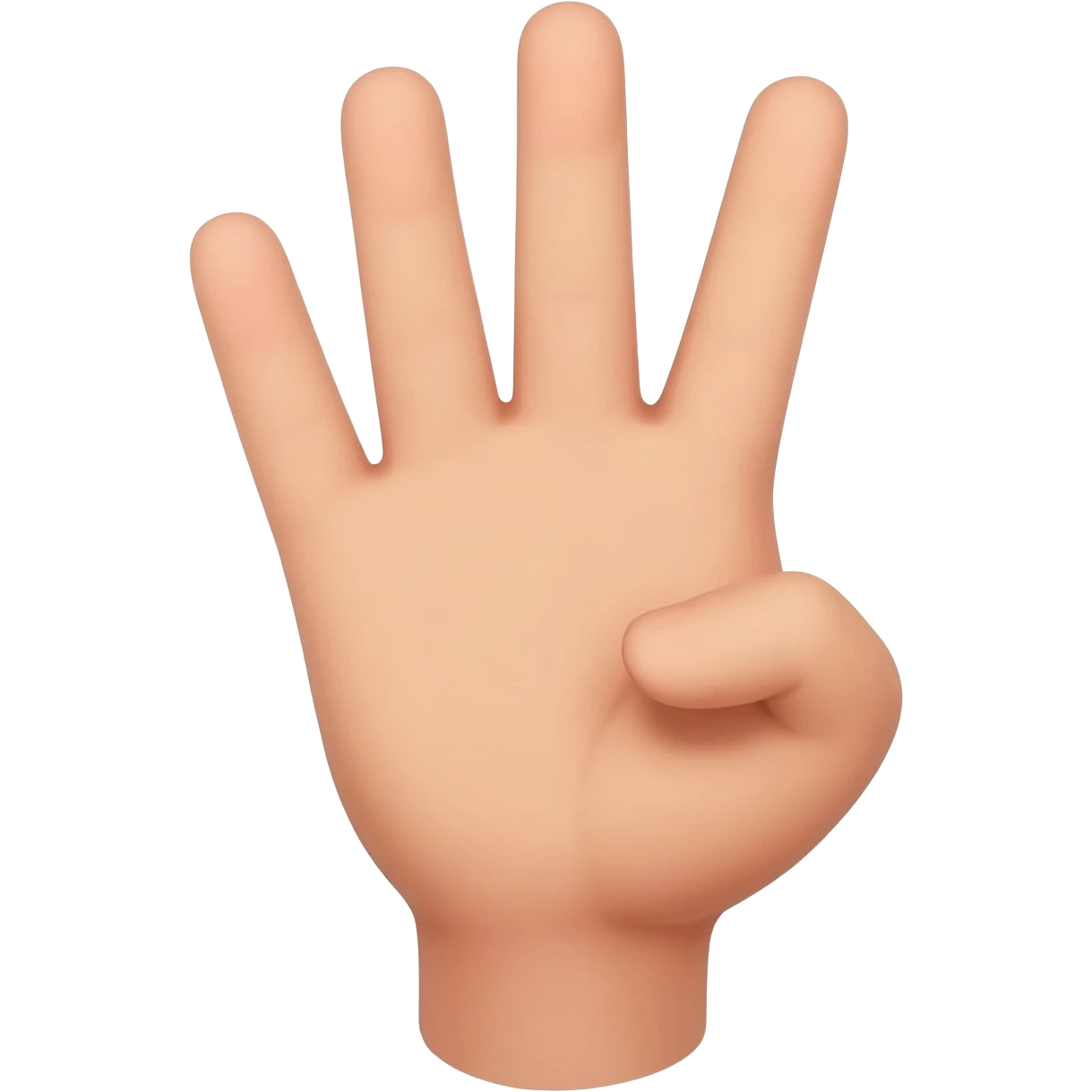 mano con 4 dedos levantados y el pulgar doblado hacia la palmaa emoji