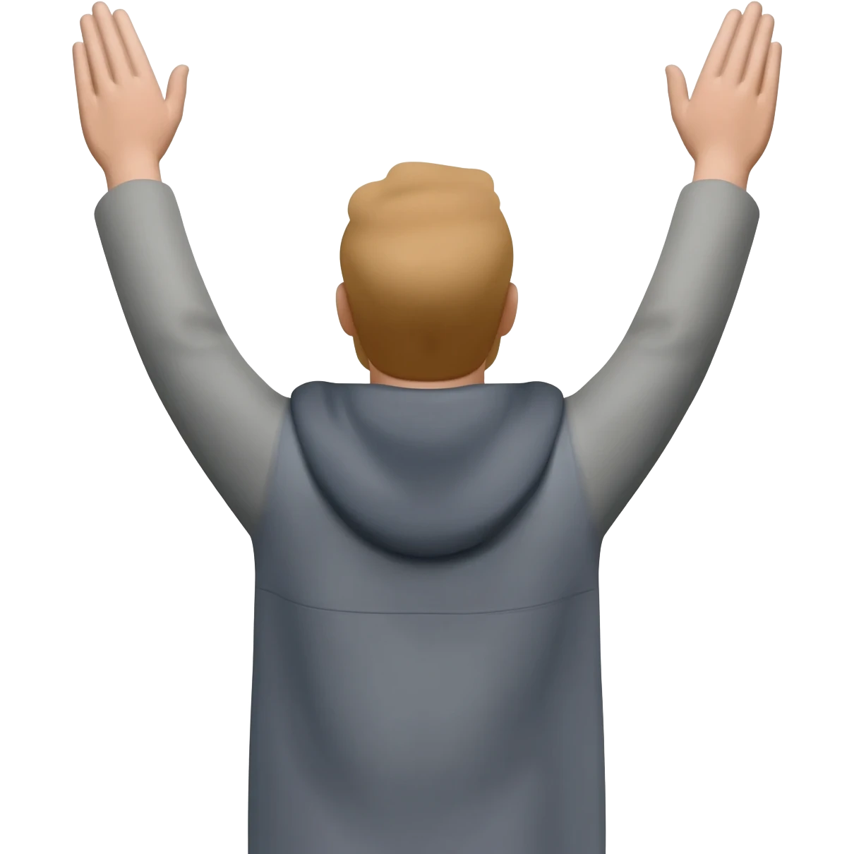 Man raising both hands to God and showing back. The man should clothed emoji