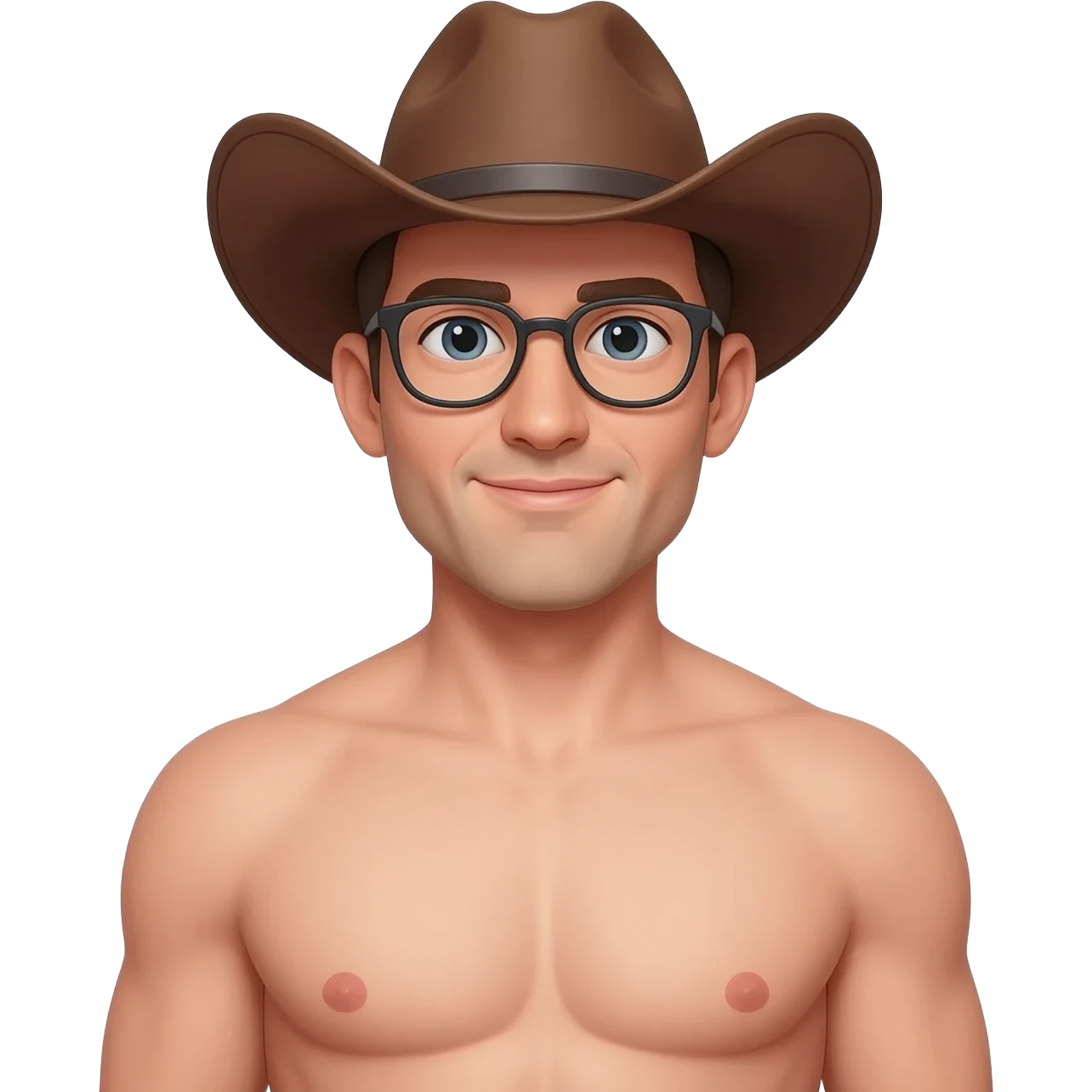 Nude Guy with glasses and cowboy hat and big dick emoji