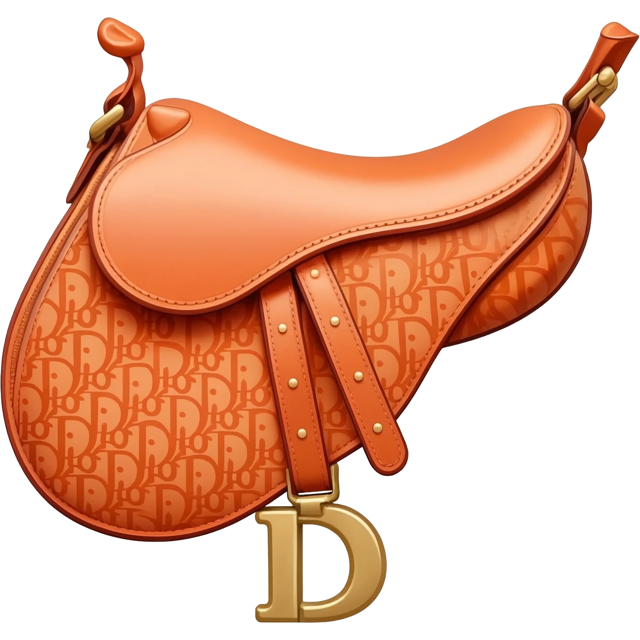orange dior printed saddle bag emoji