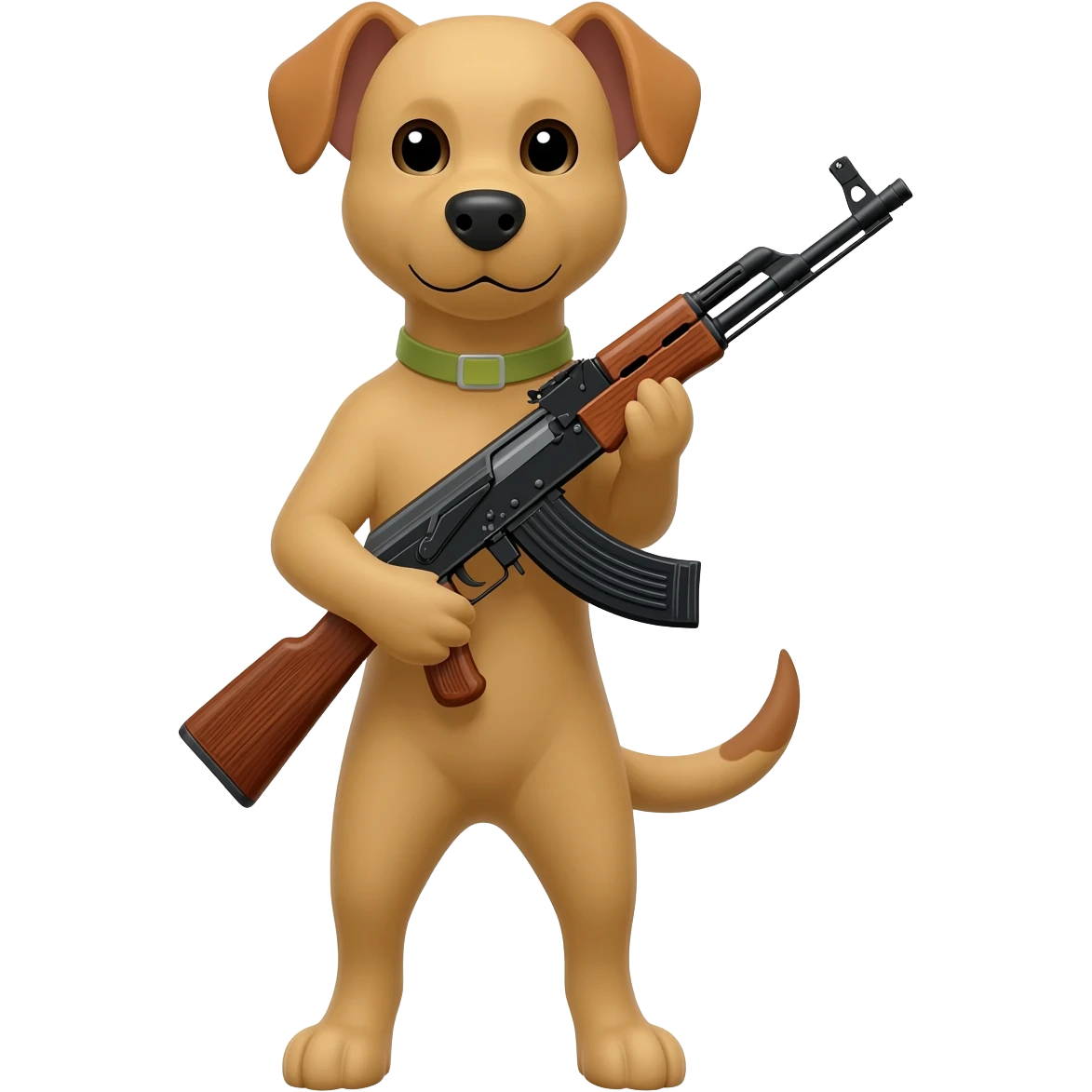 make this dog hold a ak47 emoji