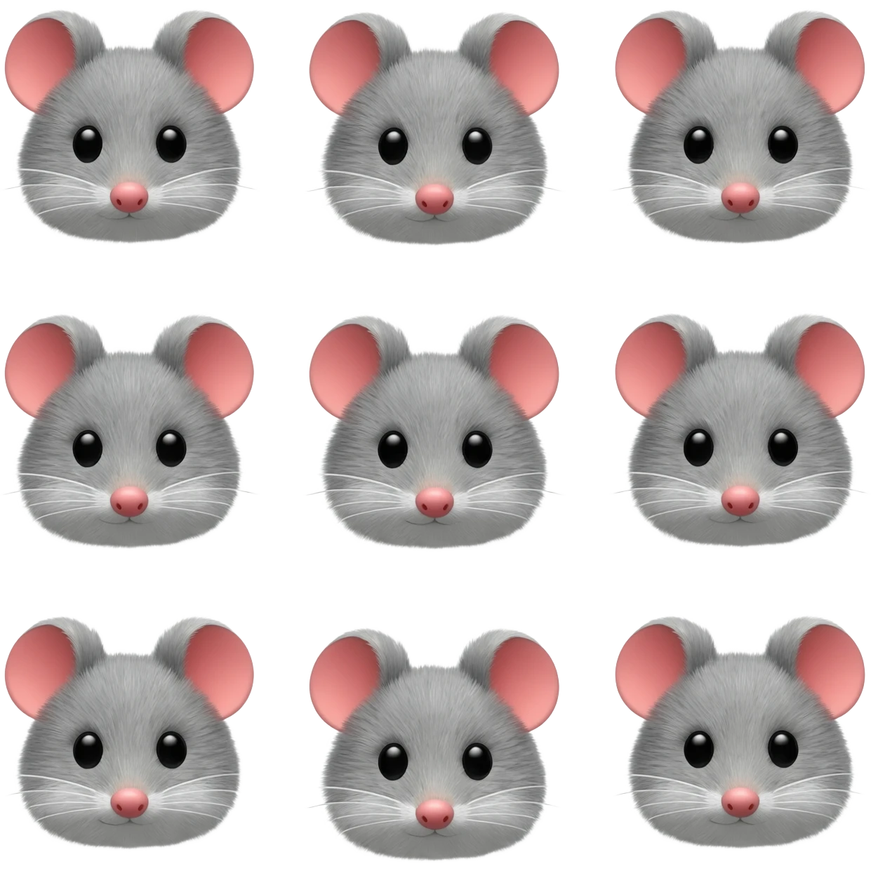 Набор смайлов эмодзи пушистых мышек 7 на 7 штук emoji