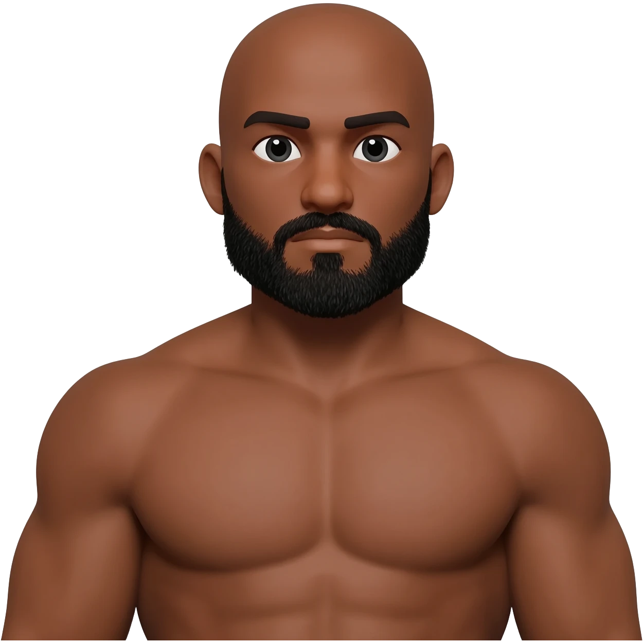 bald, facial hair, dark tan, male, big, short emoji
