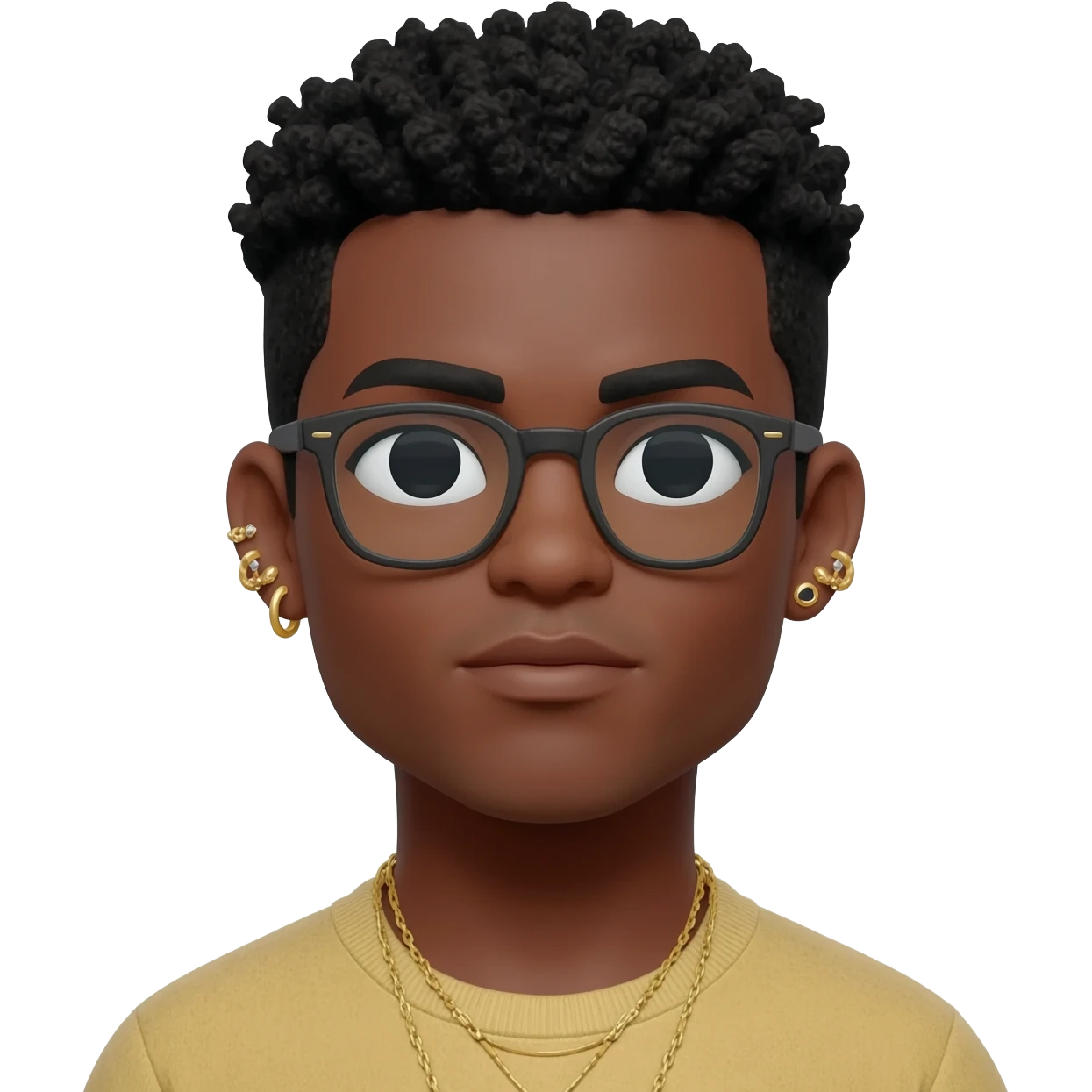 Black man with glasses and earrings emoji