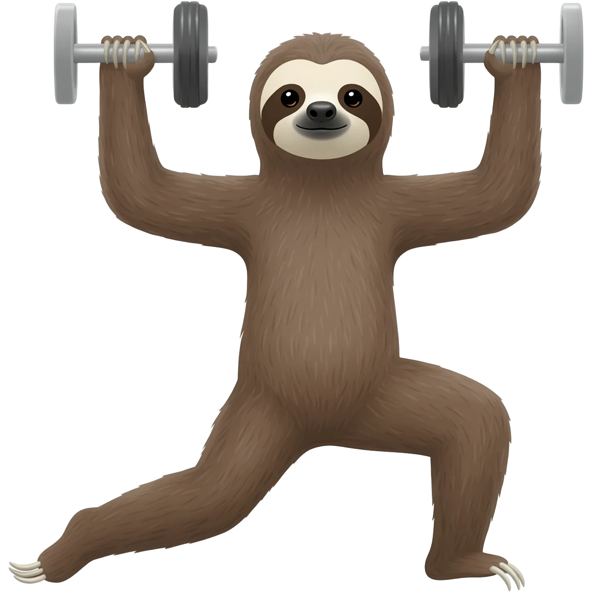 A sloth going to a gym doing exercise emoji