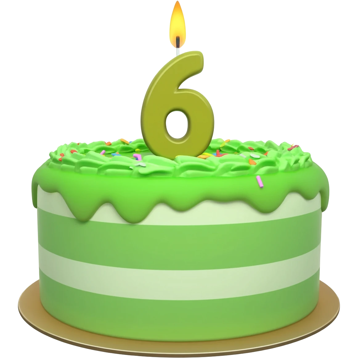 green birthday cake with the number 6 on top emoji