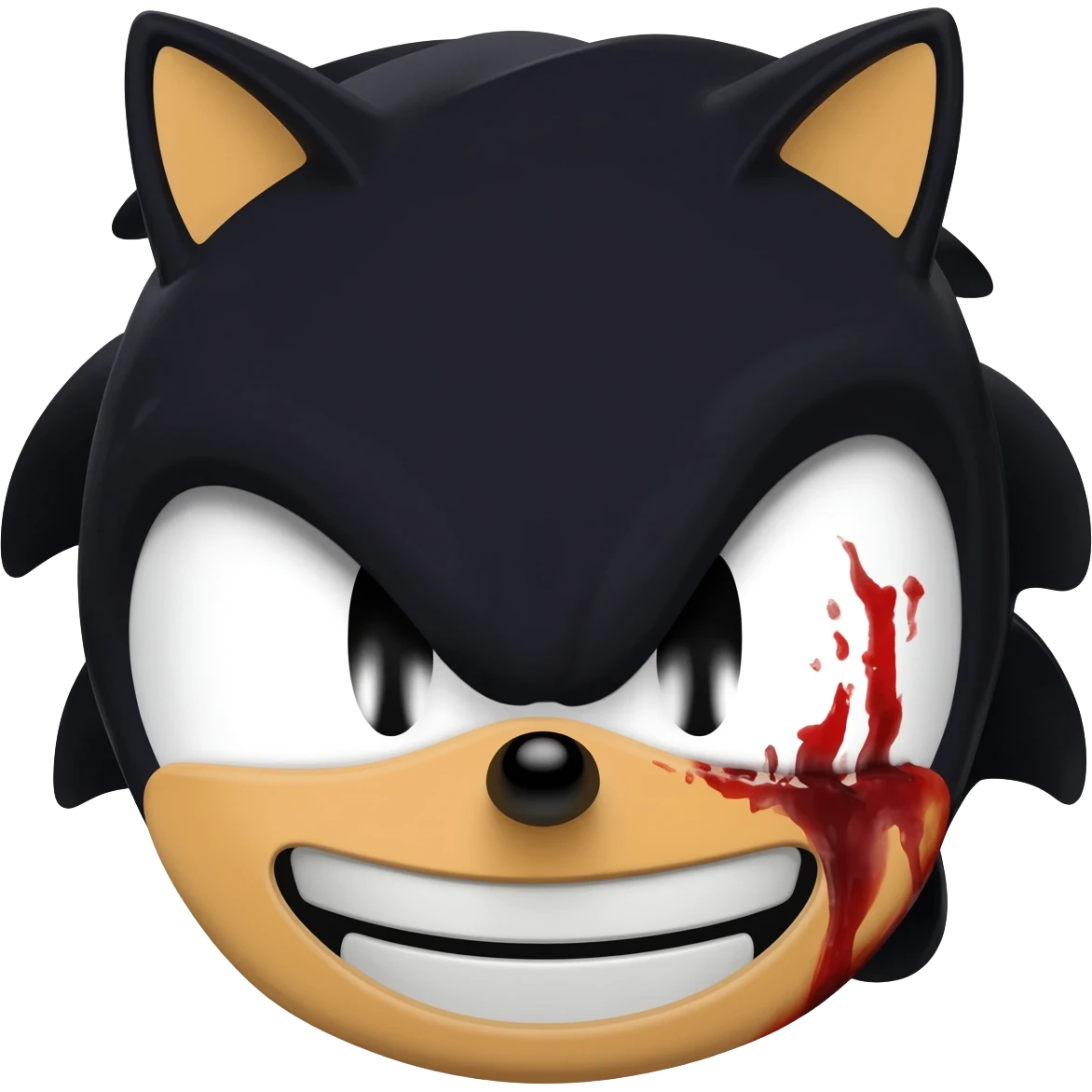 has a sonic con ojos ensangrentados y escleroticas negracon una risa malvada emoji