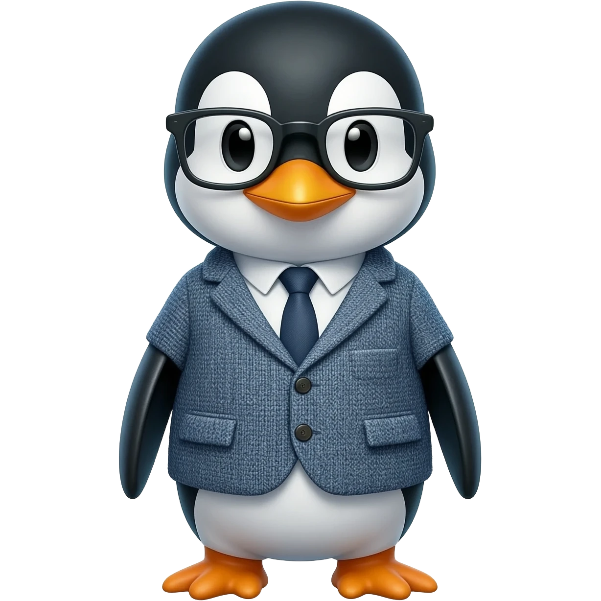 A nerdy penguin emoji