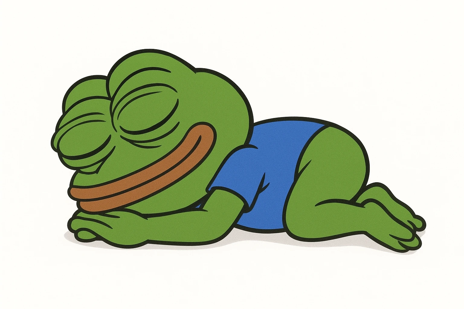 create a pepe sleeping, white background emoji
