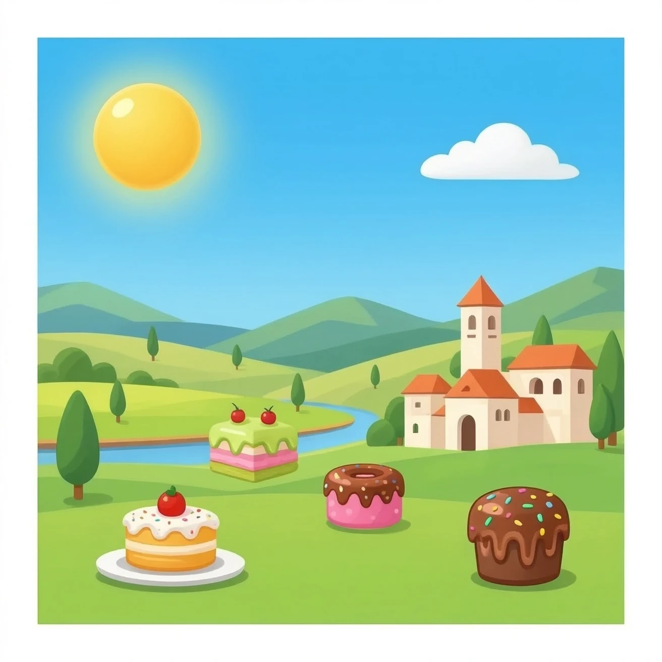 Tizi town my city Sweet foods land doodle. emoji