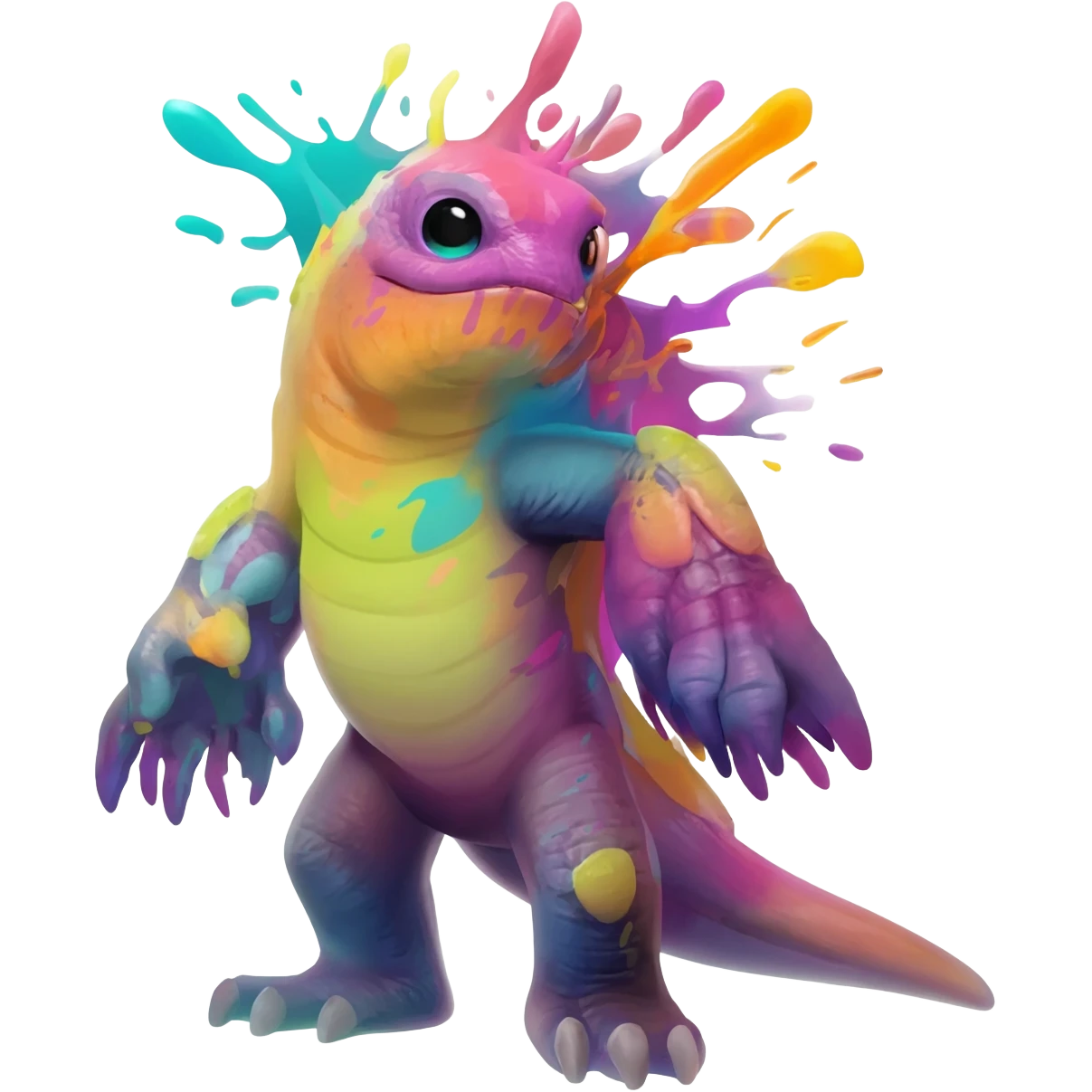 Colorful splash-marked La Creatura fantasy creature  emoji
