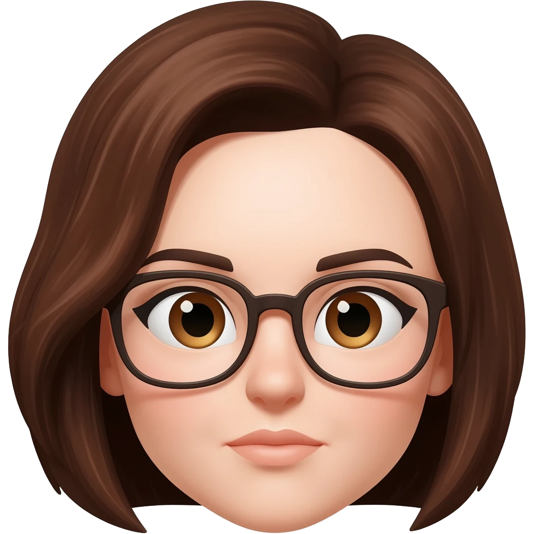 Female short brown  hair almond eyes glasses emoji