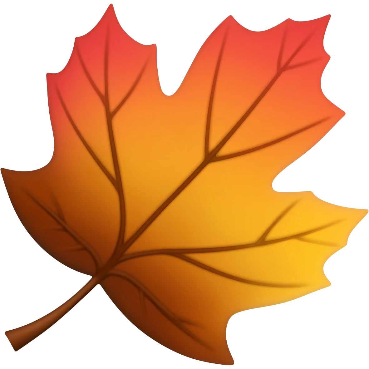 Red-orange-yellow-brown-gradients autumn leaf emoji