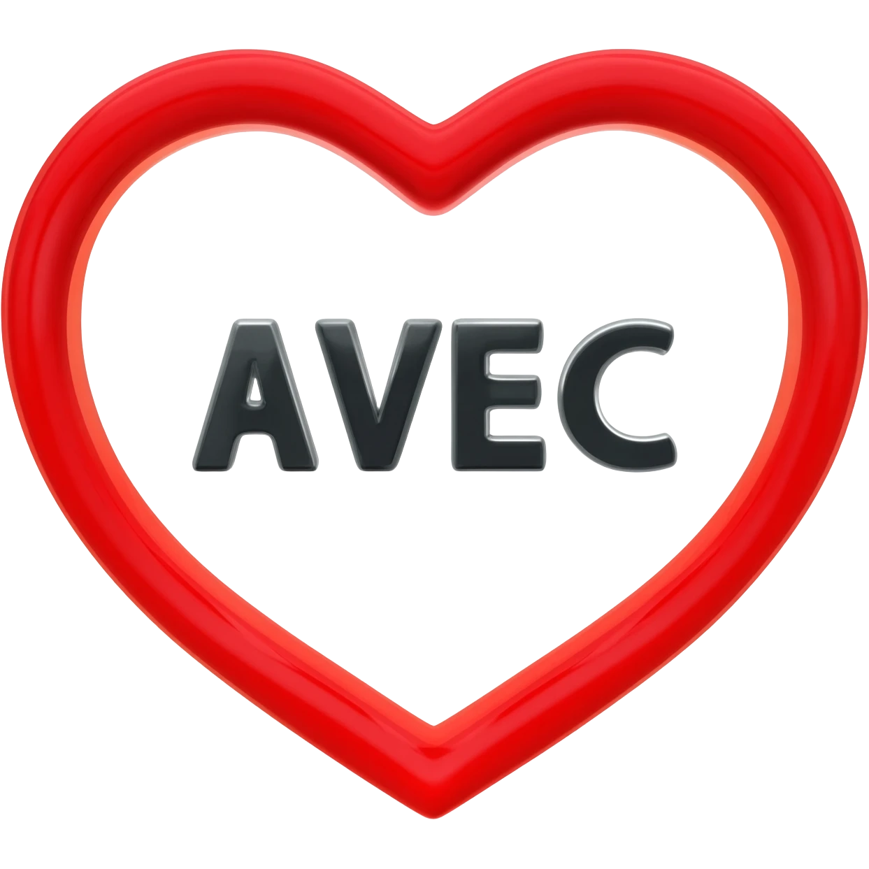 heart red outline inside no color only text  AVEC emoji