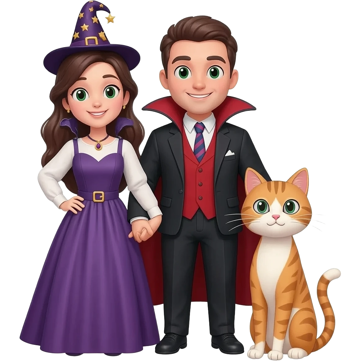 magician couple and their pet cat emoji