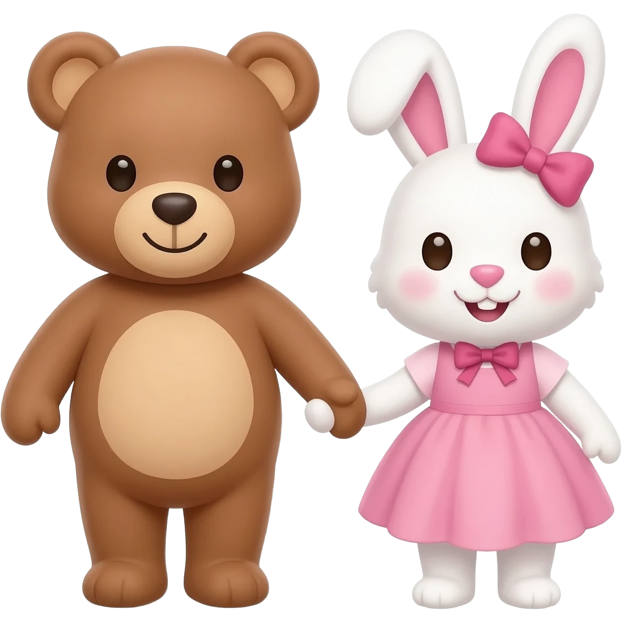 Мишка и зайчик с бантиками держащиеся за руку emoji