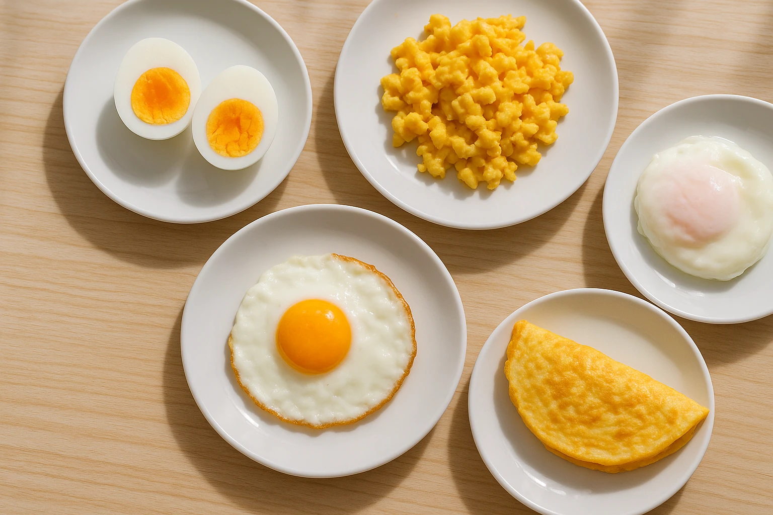 uova cotte in modo diverso in un clima pulito, viste dall'alto emoji