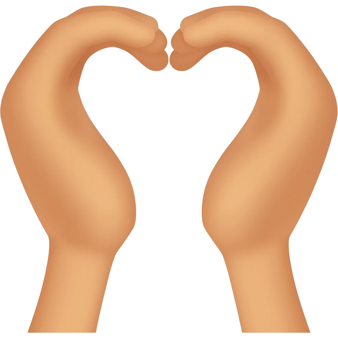 Hands raised with a heart emoji