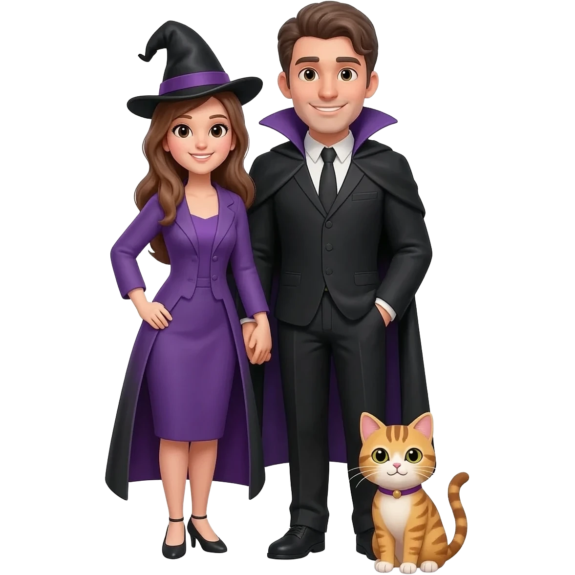 magician couple and their pet cat emoji