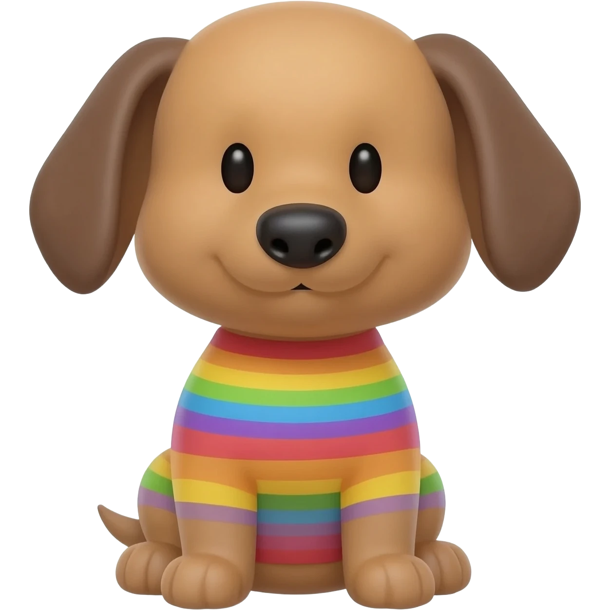 simple cartoon dog, sitting, looking at you, rainbow horizontal stripes, transparent background emoji