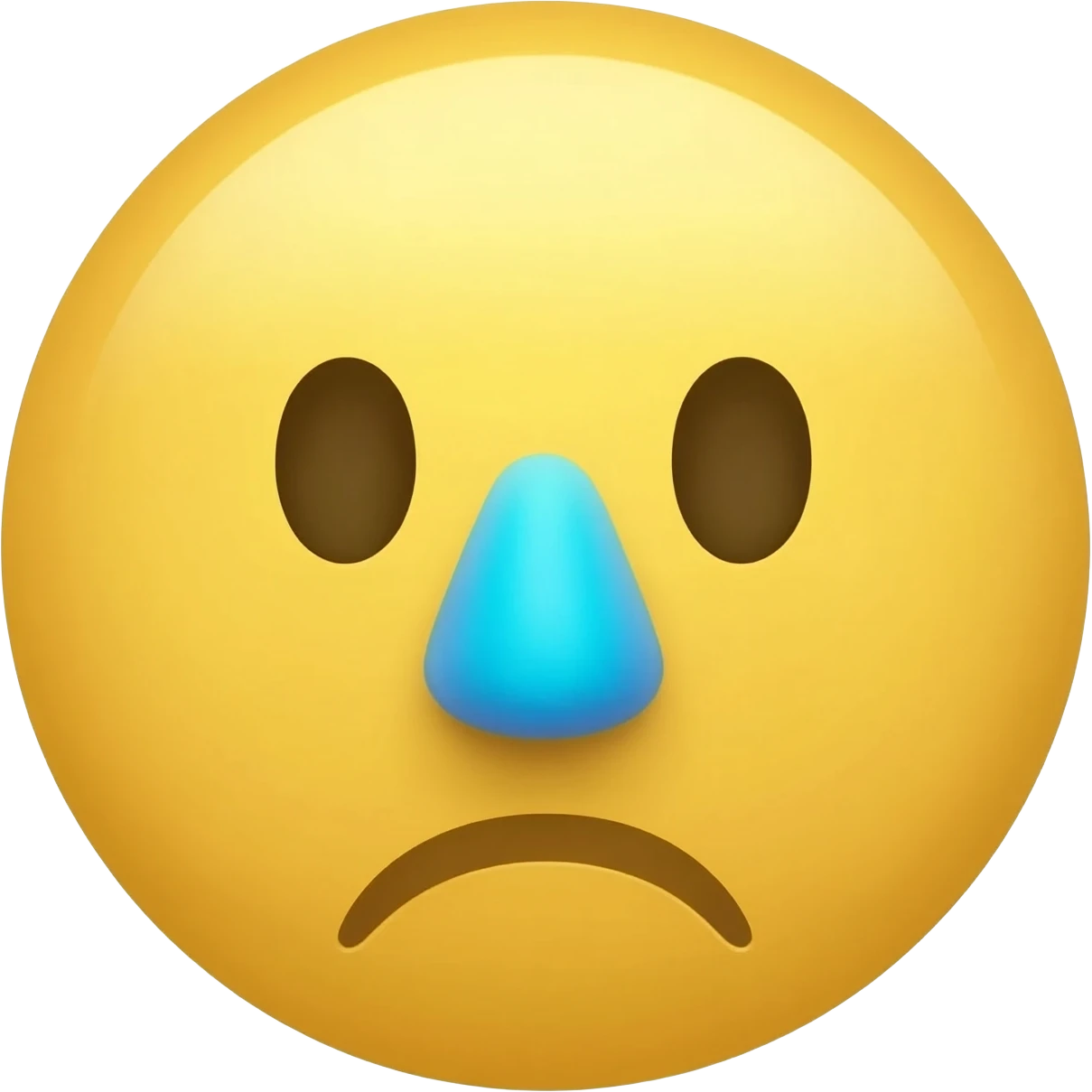 Yellow circle with no eyebrows and nose half being blue being it blurred and it has a sweat and the face is anxious emoji