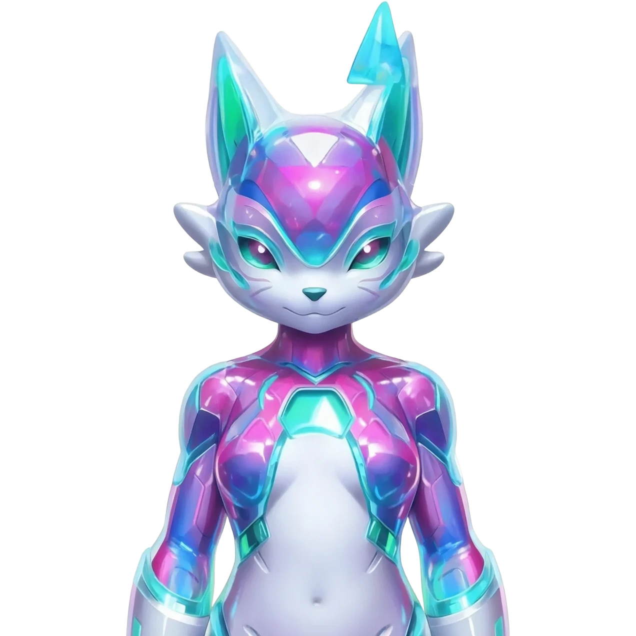 Shiny Colorful Futuristic Cyber-Vernid-Trico-Meloetta-Latias-Koraidon-Peppercat-Protogen-Pokémon-Digimon-Fakémon-fusion-hybrid-creature emoji