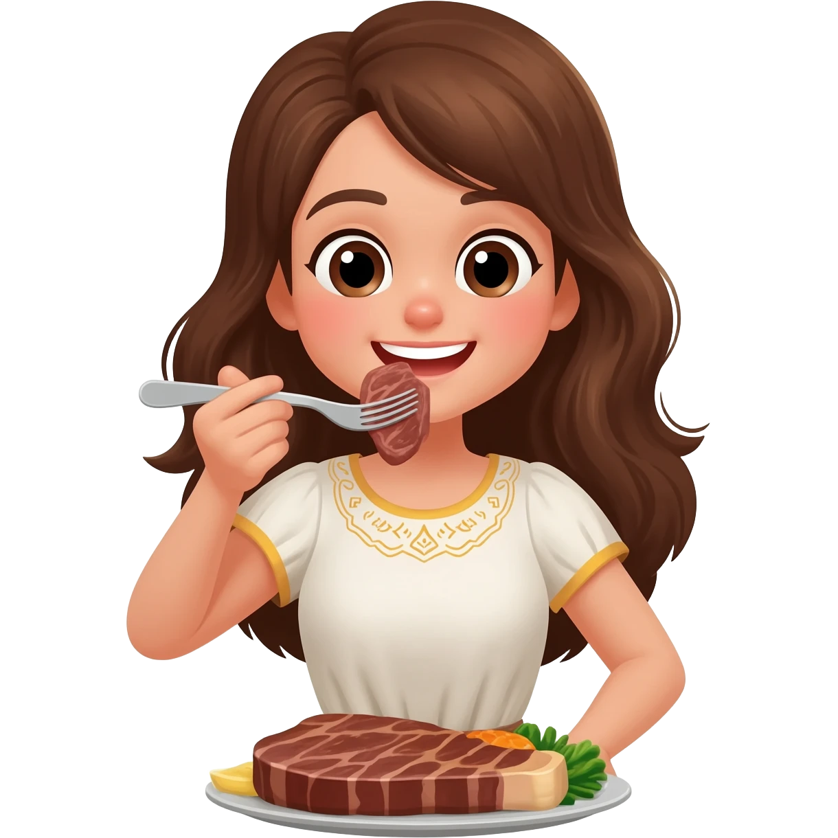 girl, iftar, eat steak emoji