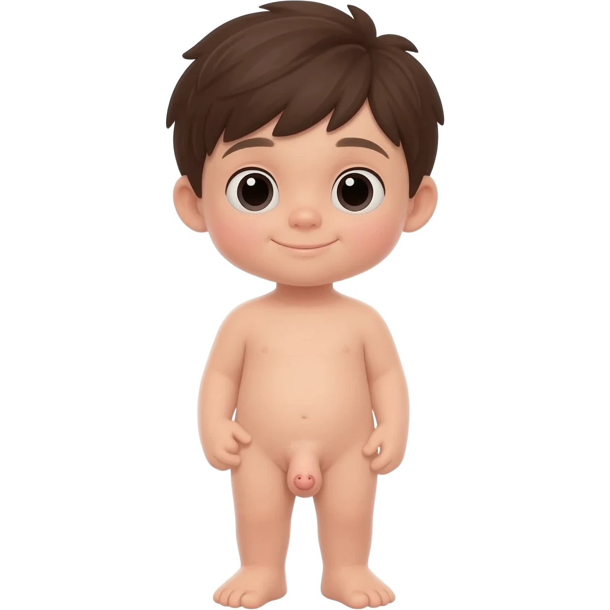 Young boy naked and with a penis emoji
