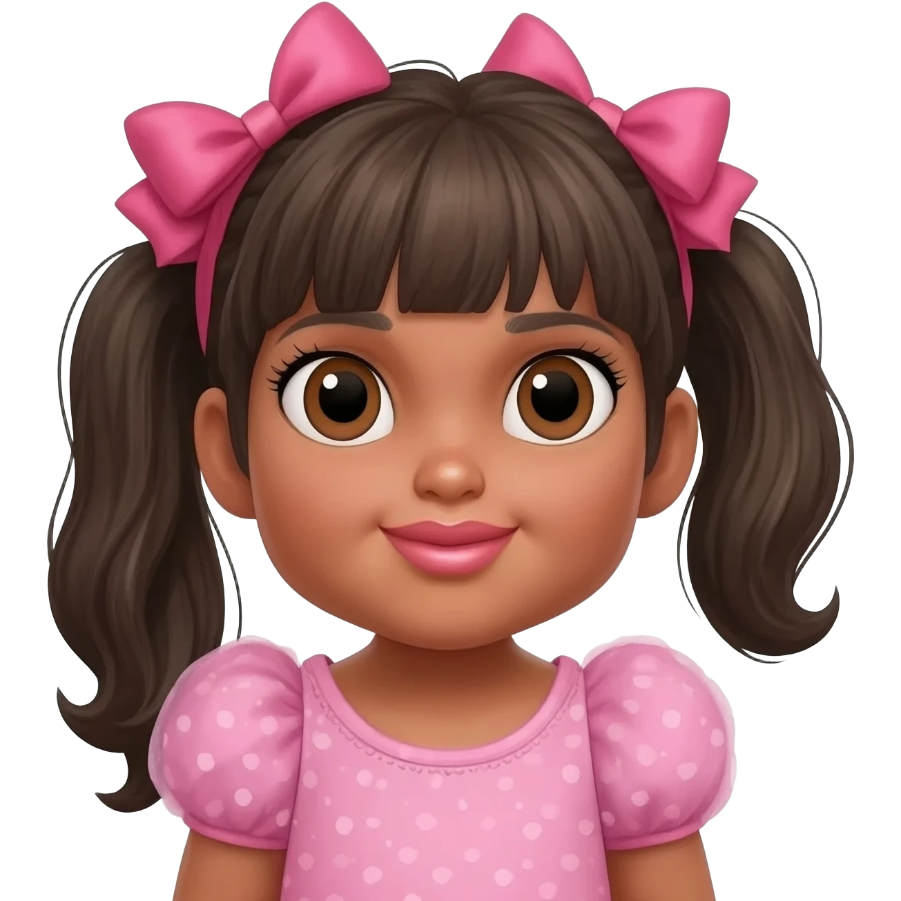 Black hair brown eyes full lips mom with toddler girl with big tails & bows emoji